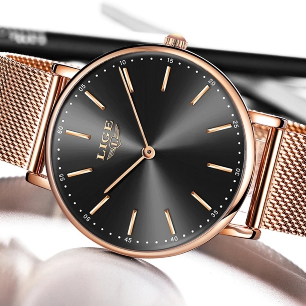 Rose Gold Mesh Stainless Steel Watch Top Brand - Picture 11 of 15